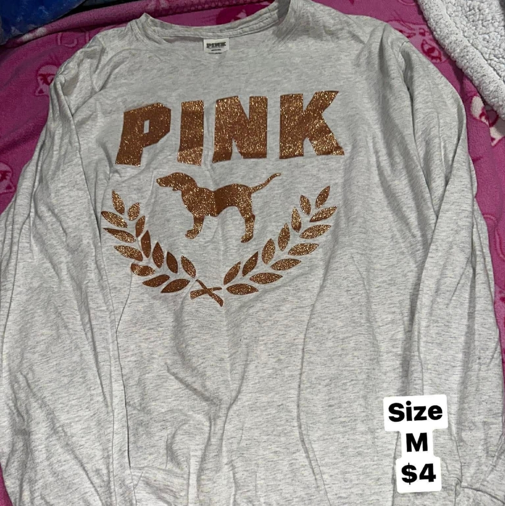 Victoria's Secret Gray Long Sleeve with Gold Design